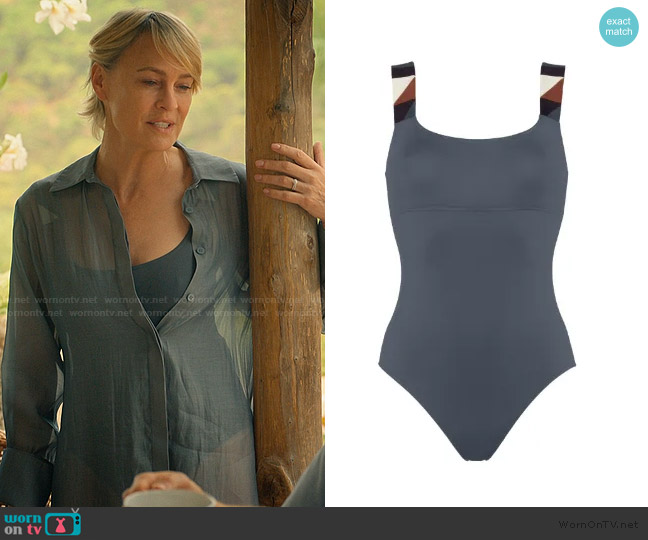 Eres Tempo graphic-strap swimsuit worn by Laura Sanderson (Robin Wright) on The Girlfriend