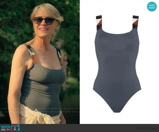 Eres Tempo graphic-strap swimsuit worn by Laura Sanderson (Robin Wright) on The Girlfriend