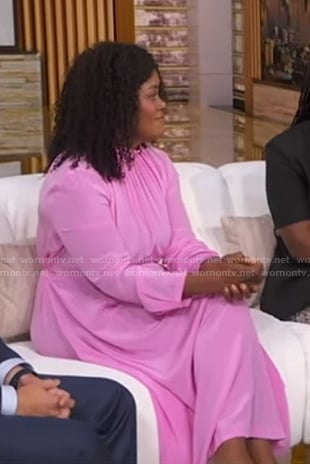 Ericka Souter’s pink chiffon dress on Good Morning America