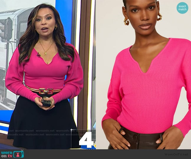 Esteban Cortazar x RTR Pink V-neck Sweater worn by Adelle Caballero on Today