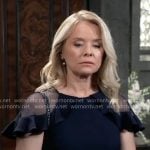 Felicia’s navy sheer-shoulder dress on General Hospital