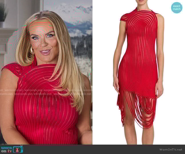 Ferragamo Sculpted Rib Minidress worn by Heather Gay on The Real Housewives of Salt Lake City