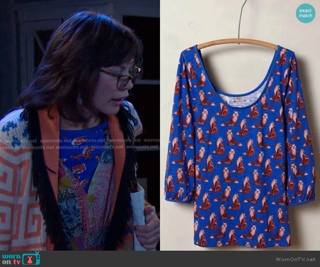 Anthropologie Forest Fete Tunic worn by Susan Banks (Stacy Haiduk) on Days of our Lives