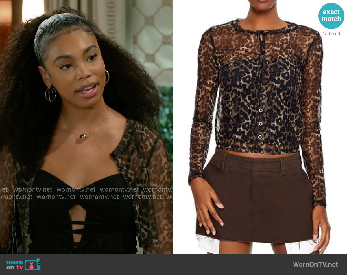 Forever 21 Sheer Cheetah Cardigan worn by Chelsea Hamilton (RhonniRose Mantilla) on Beyond the Gates