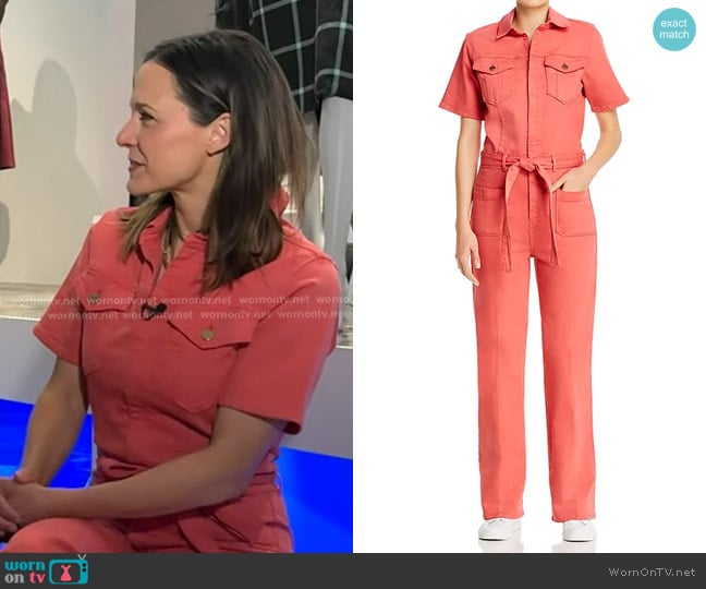 Frame Le Bardot Belted Utility Jumpsuit worn by Maggie Rulli on Good Morning America