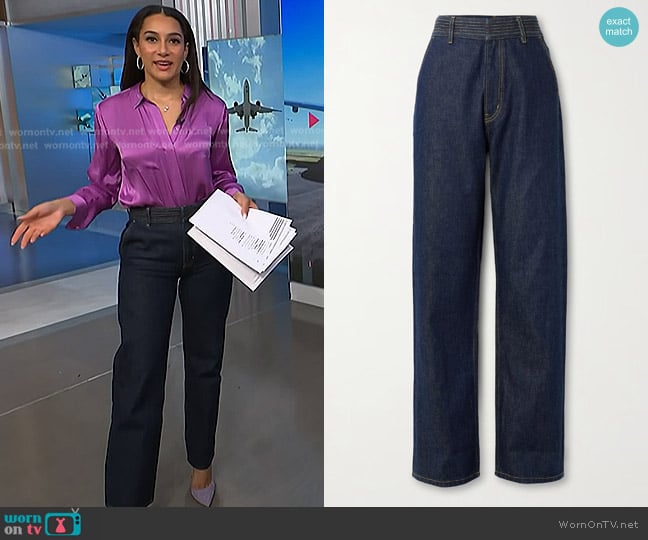 Frame The Trapunto Trouser Rinse Jeans worn by Morgan Radford on NBC News Daily