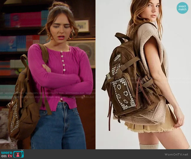 Free People Berlin Studded Backpack worn by Holly Jonas (Ashley Puzemis) on Days of our Lives
