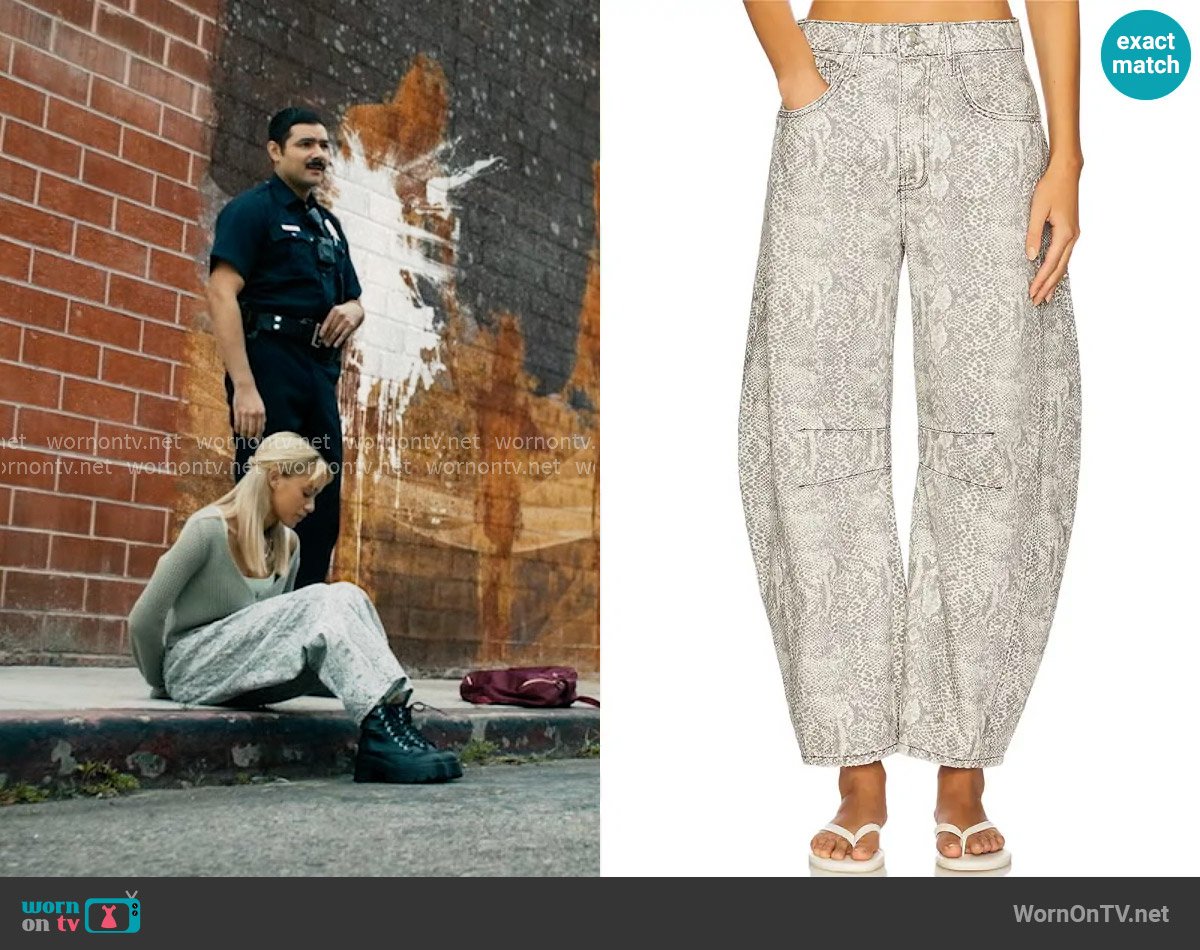 Free People Goodluck Printed Barrel Pant in Snake Combo worn by Ava (Amirah J) on High Potential