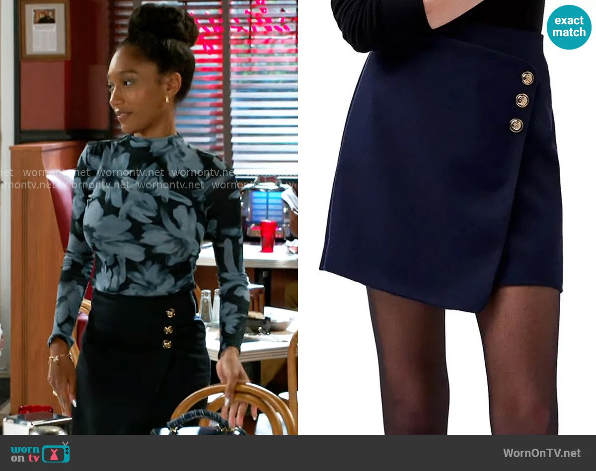 French Connection Florence Twill Skirt worn by Samantha Richardson (Najah Jackson) on Beyond the Gates