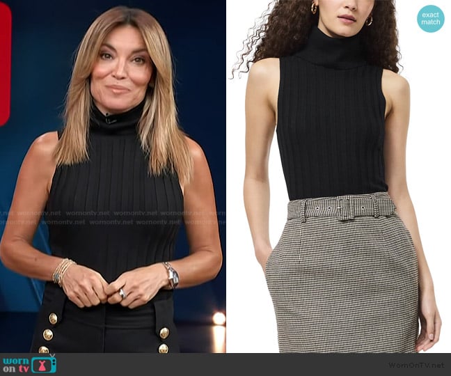 French Connection Padma Fine Knit Turtleneck Tank Top worn by Kit Hoover on Access Hollywood
