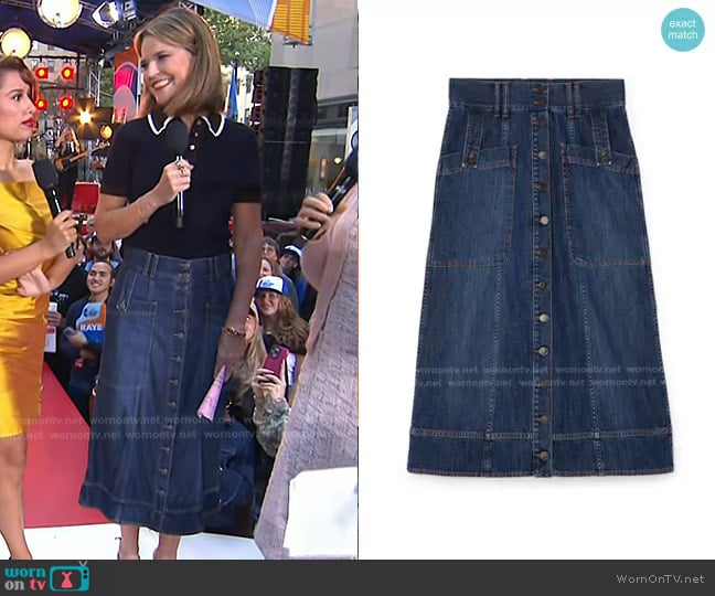 G. Label Maddy Denim Skirt worn by Savannah Guthrie on Today