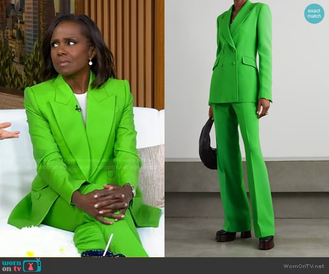 Gabriela Hearst Stephanie Double-breasted Blazer and Vesta Pant worn by Deborah Roberts on Good Morning America