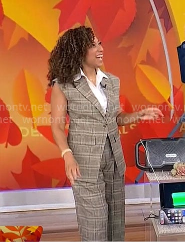 Gabrielle Kerr's plaid vest and pants set on CBS Mornings