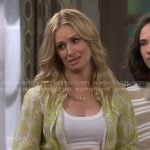 Gemma’s lime green floral button down shirt on The Neighborhood