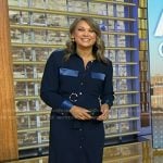 Ginger’s navy belted shirtdress on Good Morning America