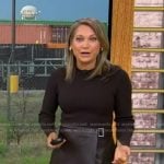 Ginger’s brown leather wrap skirt on Good Morning America