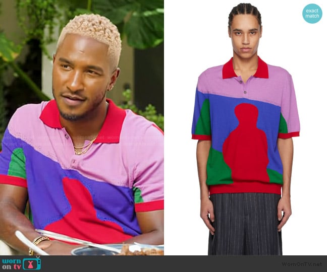 Glass Cypress Red & Multicolor Boy Knitted Polo worn by Scott Evans on Access Hollywood