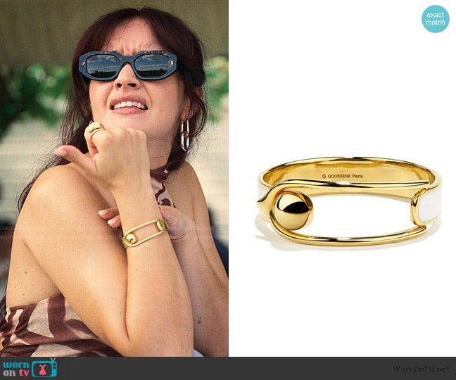 Goossens large Boucle gold-plated bracelet worn by Cherry Laine (Olivia Cooke) on The Girlfriend