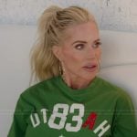 Gretchen’s green printed sweatshirt on The Real Housewives of Orange County