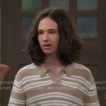 Grover’s beige striped polo shirt on The Neighborhood