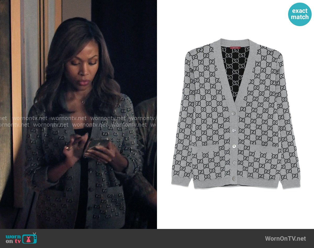 Gucci GG-monogram Cardigan worn by Christina Hunter (Nicole Beharie) on The Morning Show