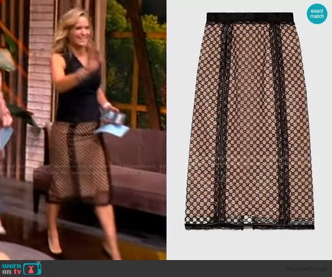 Gucci GG Net Skirt with Lace Trims worn by Sara Haines on The View
