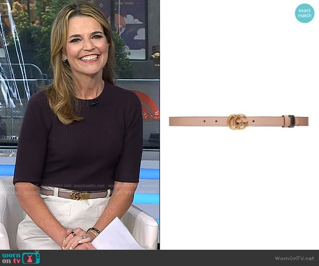 Gucci Reversible Logo-Plaque Belt worn by Savannah Guthrie on Today