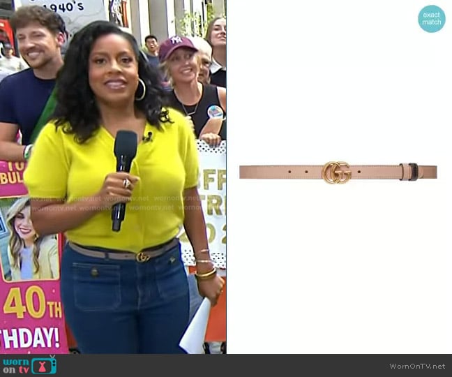 Gucci Reversible logo-plaque belt worn by Sheinelle Jones on Today