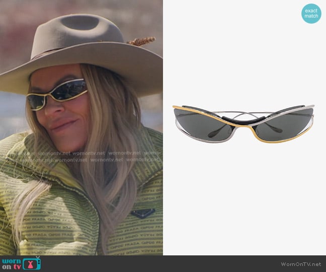 Gucci Two-Tone Metal Oval Sunglasses worn by Heather Gay on The Real Housewives of Salt Lake City