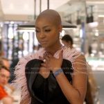 Guerdy’s black fether trimmed top on The Real Housewives of Miami
