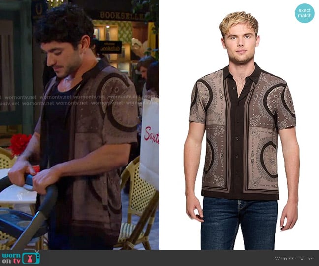 Guess Eco Rayon Medallion Shirt worn by Javi Hernandez (Al Calderon) on Days of our Lives