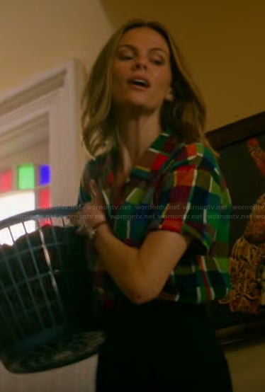 Hanna’s multicolored check print top on The Runarounds