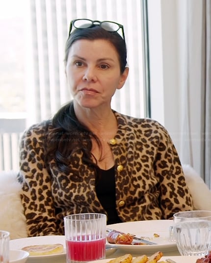 Heather’s leopard print cardigan on The Real Housewives of Orange County