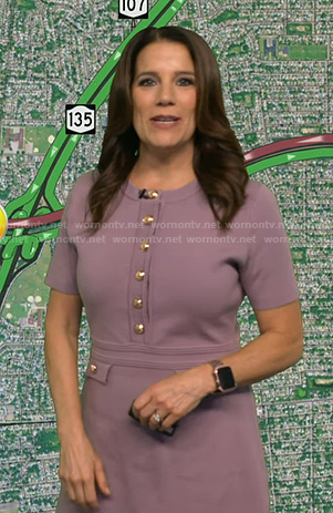 Heather's lilac button front knit dress on Good Morning America