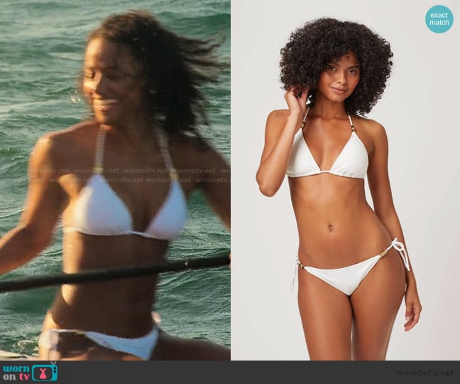 Heidi Klein White Triangle Bikini worn by Brigitte Russell-Bailey (Shalom Brune-Franklin) on The Girlfriend