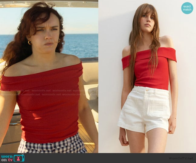 H&M Ribbed Off-the-Shoulder Top worn by Cherry Laine (Olivia Cooke) on The Girlfriend
