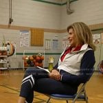 Hoda’s navy colorblock jacket and leggings on Today