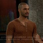 Holden’s brown dotted print henley shirt on The Young and the Restless