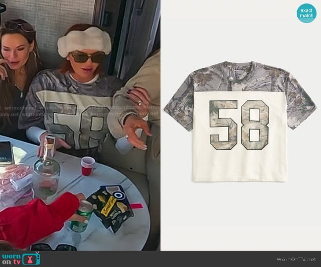 Hollister Boxy Crop Number Graphic Jersey worn by Whitney Rose on The Real Housewives of Salt Lake City