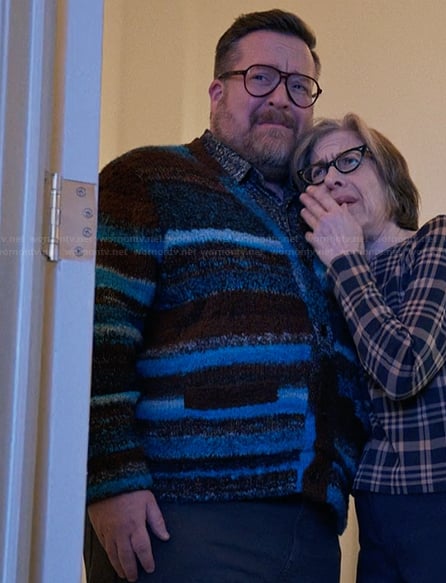 Howard's space dye knit cardigan on Only Murders in the Building