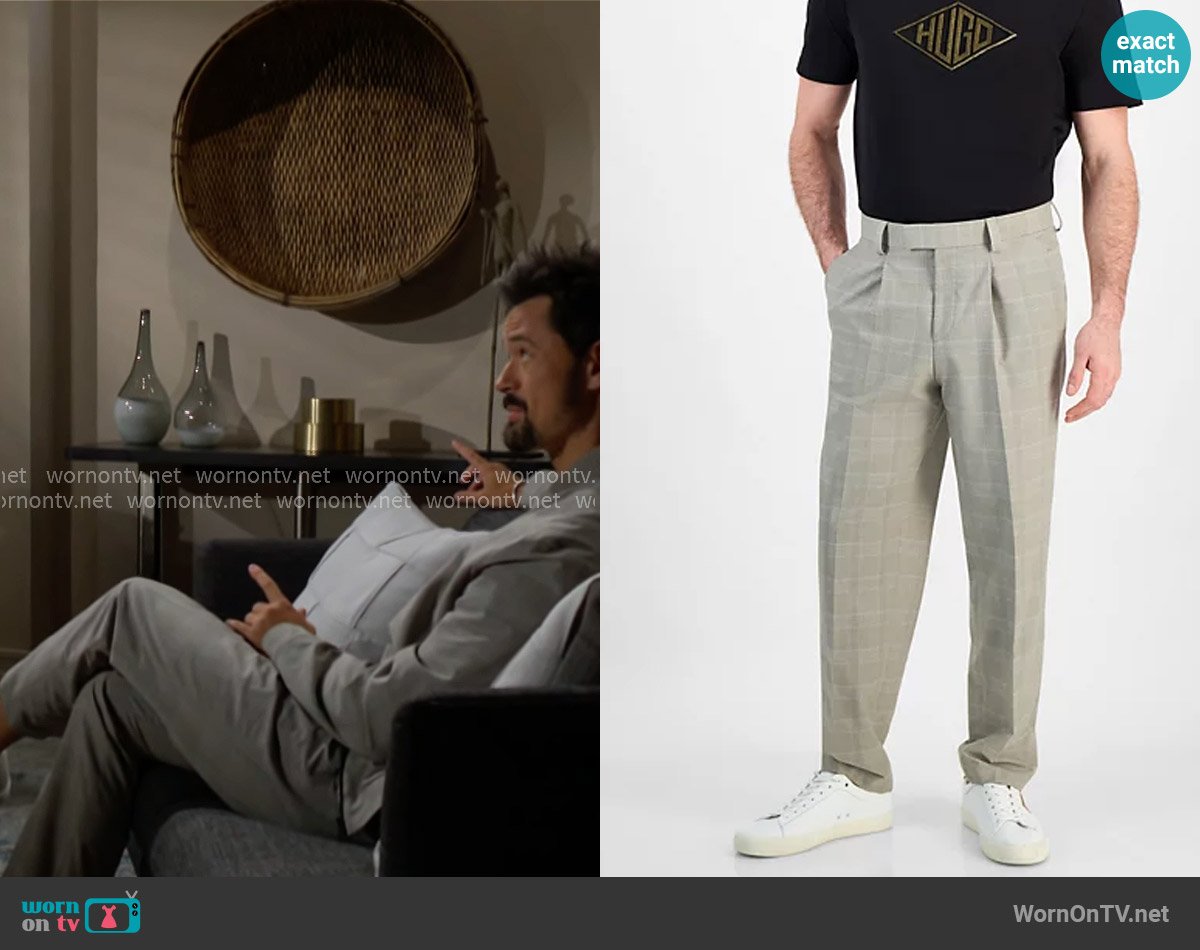 HUGO by Hugo Boss Theodor Slim-Fit Plaid Pleated Pants worn by Thomas Forrester (Matthew Atkinson) on The Bold and the Beautiful