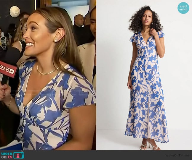 Hutch Nia Floral A-Line Maxi Dress worn by Emily Orozco on Access Hollywood