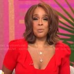 Gayle King’s red short sleeved dress on CBS Mornings