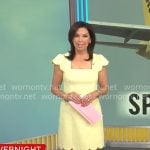 Meg Oliver’s yellow scalloped tweed dress on CBS Mornings