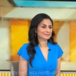 Celine Gounder’s blue ruched front dress on CBS Mornings
