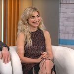 Imogen Poots’s fringed leopard print dress on CBS Mornings
