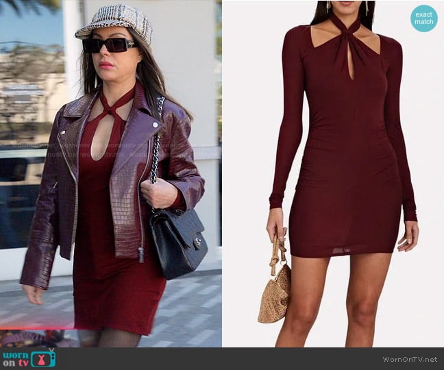 Intermix Alessi Dress in Burgundy worn by Adriana de Moura (Adriana de Moura) on The Real Housewives of Miami