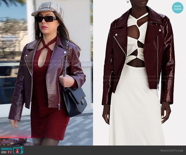 Intermix Kealey Croc-Embossed Faux Leather Jacket worn by Adriana de Moura (Adriana de Moura) on The Real Housewives of Miami