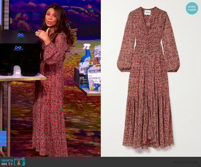 Isabel Marant Etoile Briane Printed Tiered Maxi Dress worn by Gretta Monahan on The View