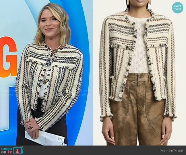 Isabel Marant Etoile Izaria Tweed Jacket in Ecru worn by Jenna Bush Hager on Today